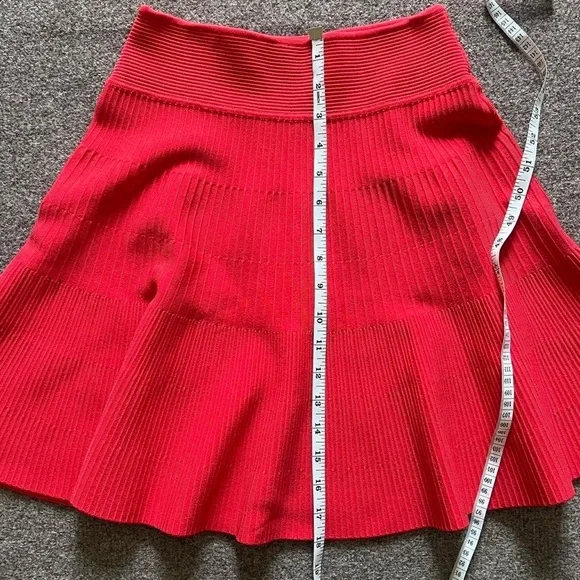 MILLY Red A-Line Ribbed Knit Skirt Women’s P Preppy Academia Business Workwear - Picture 5 of 8